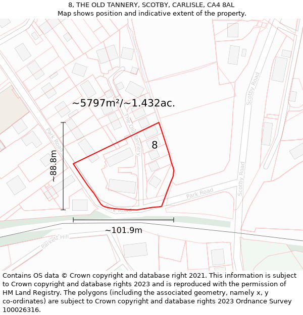 8, THE OLD TANNERY, SCOTBY, CARLISLE, CA4 8AL: Plot and title map