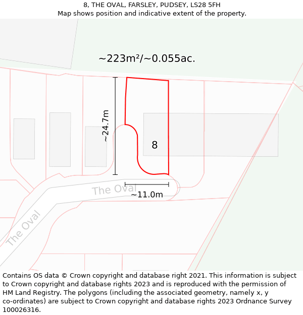 8, THE OVAL, FARSLEY, PUDSEY, LS28 5FH: Plot and title map