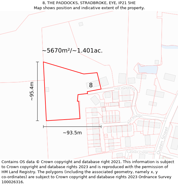 8, THE PADDOCKS, STRADBROKE, EYE, IP21 5HE: Plot and title map