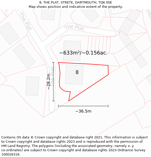 8, THE PLAT, STRETE, DARTMOUTH, TQ6 0SE: Plot and title map