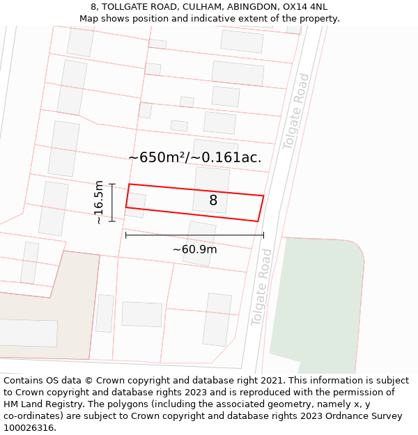 8, TOLLGATE ROAD, CULHAM, ABINGDON, OX14 4NL: Plot and title map