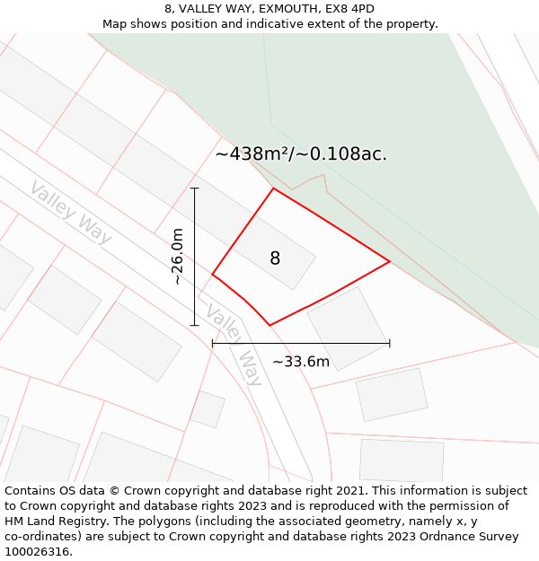 8, VALLEY WAY, EXMOUTH, EX8 4PD: Plot and title map