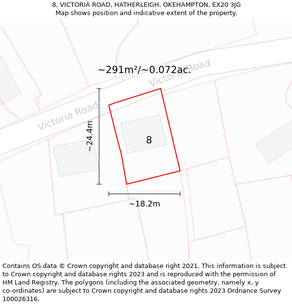 8, VICTORIA ROAD, HATHERLEIGH, OKEHAMPTON, EX20 3JG: Plot and title map