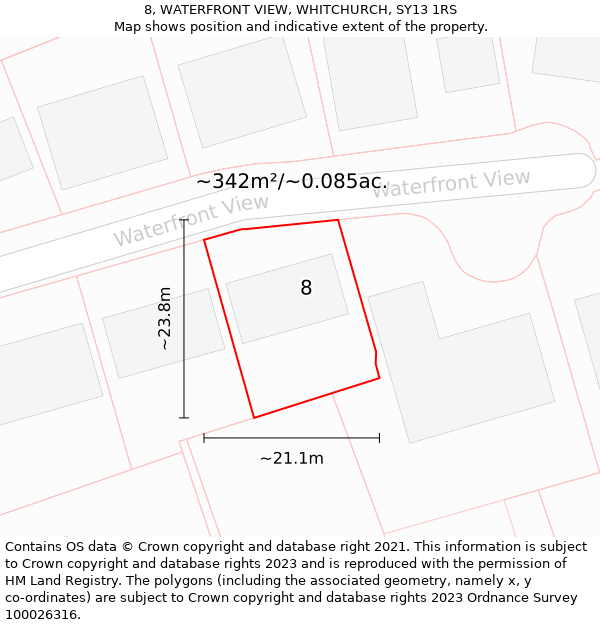 8, WATERFRONT VIEW, WHITCHURCH, SY13 1RS: Plot and title map