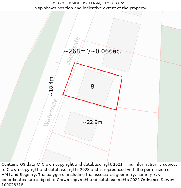 8, WATERSIDE, ISLEHAM, ELY, CB7 5SH: Plot and title map