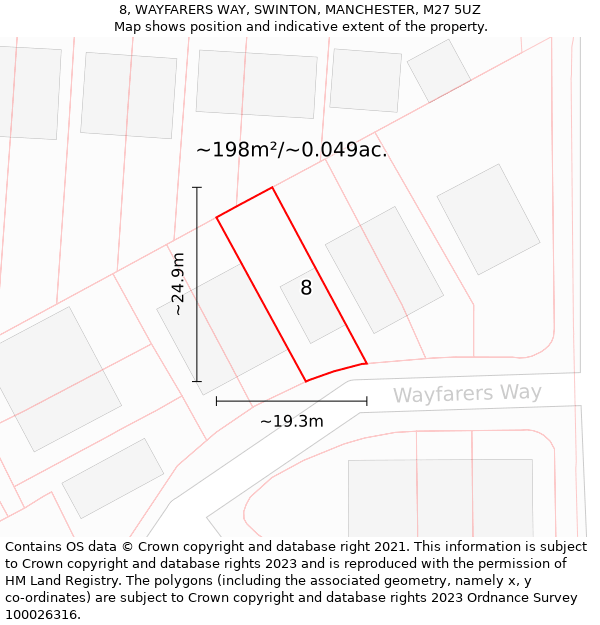 8, WAYFARERS WAY, SWINTON, MANCHESTER, M27 5UZ: Plot and title map