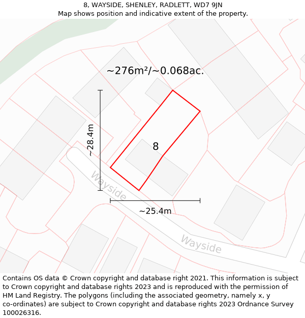 8, WAYSIDE, SHENLEY, RADLETT, WD7 9JN: Plot and title map