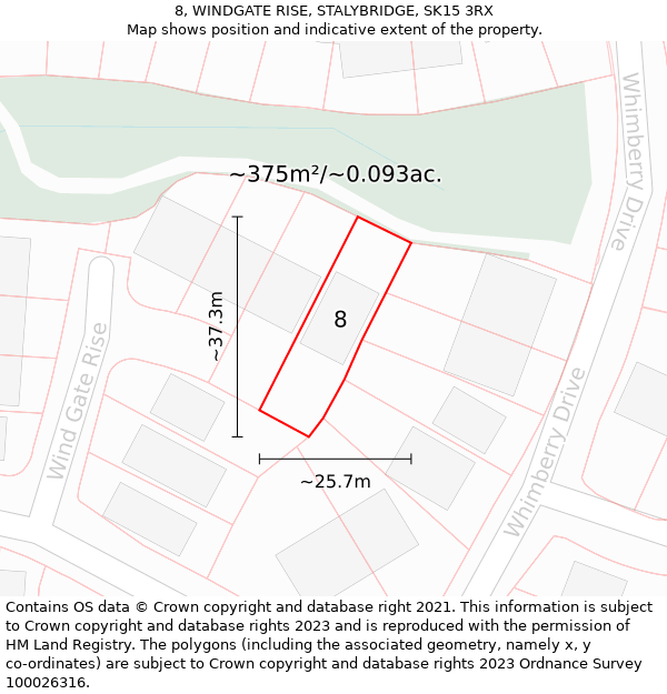 8, WINDGATE RISE, STALYBRIDGE, SK15 3RX: Plot and title map