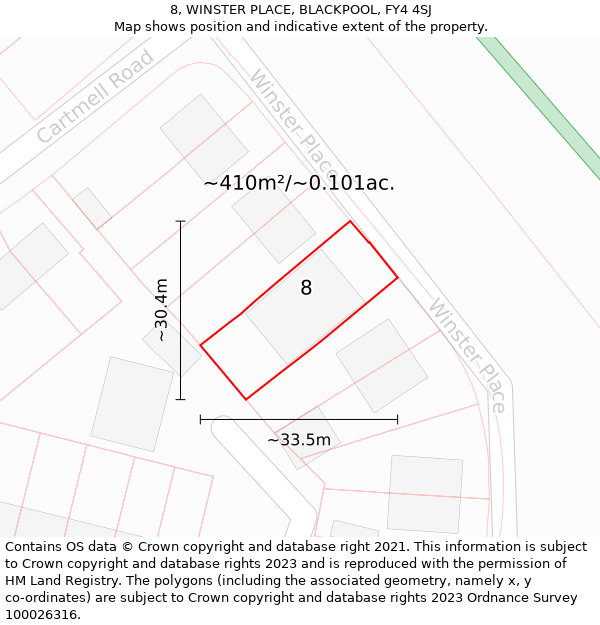 8, WINSTER PLACE, BLACKPOOL, FY4 4SJ: Plot and title map