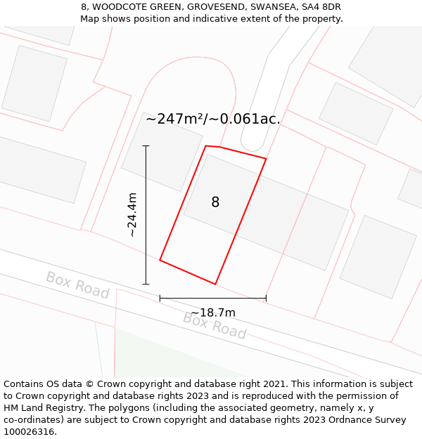 8, WOODCOTE GREEN, GROVESEND, SWANSEA, SA4 8DR: Plot and title map