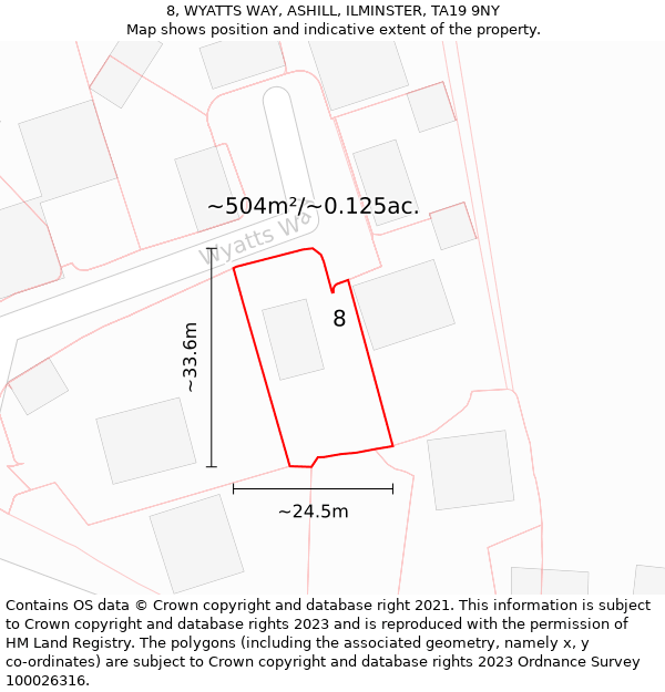 8, WYATTS WAY, ASHILL, ILMINSTER, TA19 9NY: Plot and title map