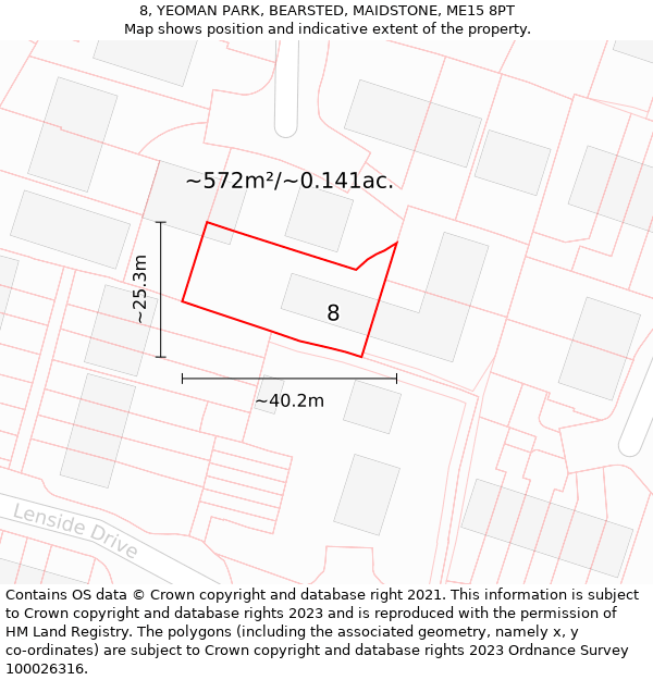 8, YEOMAN PARK, BEARSTED, MAIDSTONE, ME15 8PT: Plot and title map