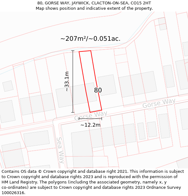 80, GORSE WAY, JAYWICK, CLACTON-ON-SEA, CO15 2HT: Plot and title map