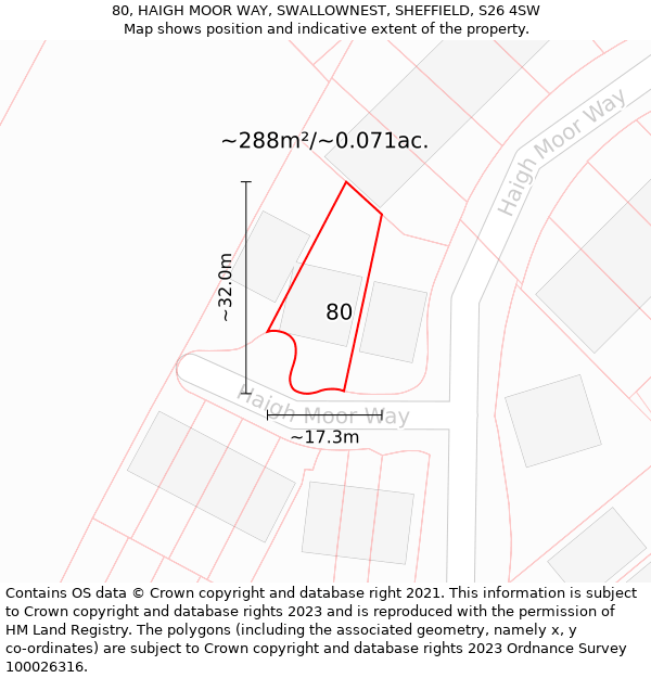 80, HAIGH MOOR WAY, SWALLOWNEST, SHEFFIELD, S26 4SW: Plot and title map