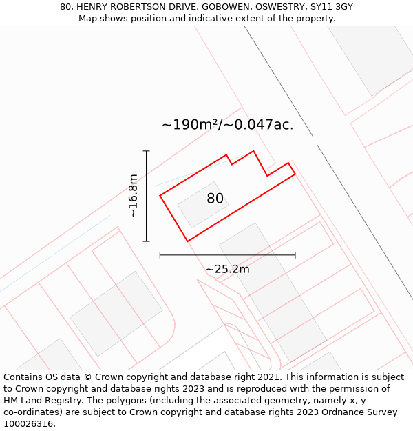 80, HENRY ROBERTSON DRIVE, GOBOWEN, OSWESTRY, SY11 3GY: Plot and title map