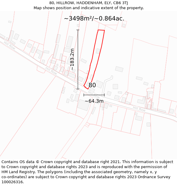 80, HILLROW, HADDENHAM, ELY, CB6 3TJ: Plot and title map