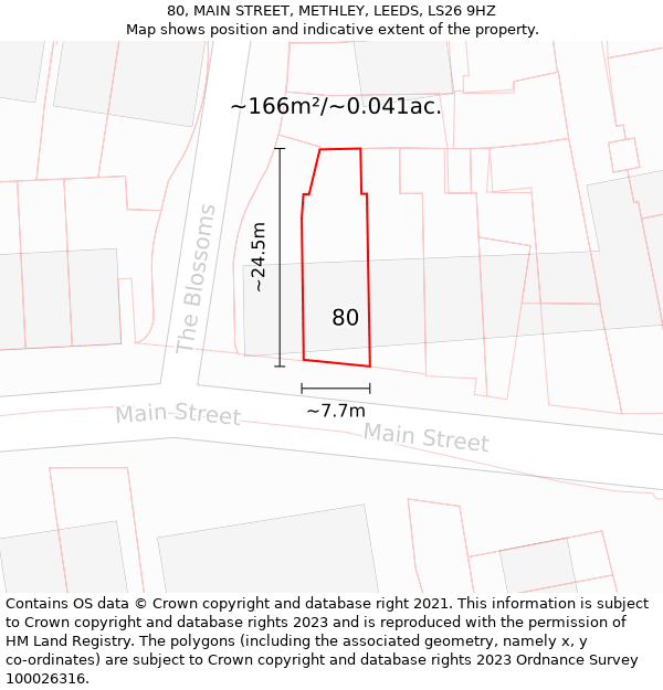 80, MAIN STREET, METHLEY, LEEDS, LS26 9HZ: Plot and title map