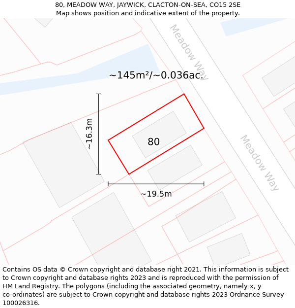 80, MEADOW WAY, JAYWICK, CLACTON-ON-SEA, CO15 2SE: Plot and title map