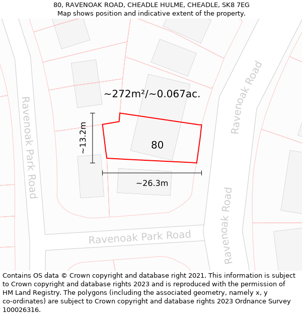 80, RAVENOAK ROAD, CHEADLE HULME, CHEADLE, SK8 7EG: Plot and title map