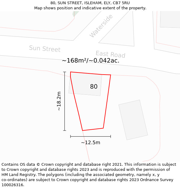 80, SUN STREET, ISLEHAM, ELY, CB7 5RU: Plot and title map