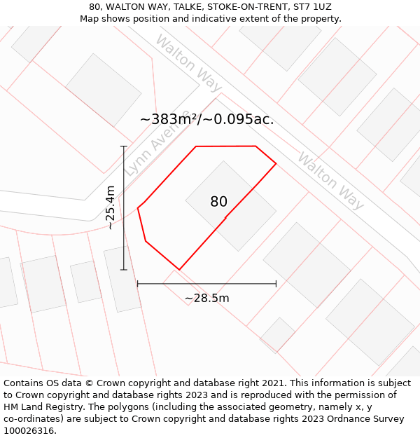 80, WALTON WAY, TALKE, STOKE-ON-TRENT, ST7 1UZ: Plot and title map