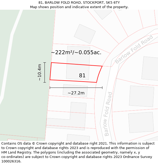 81, BARLOW FOLD ROAD, STOCKPORT, SK5 6TY: Plot and title map