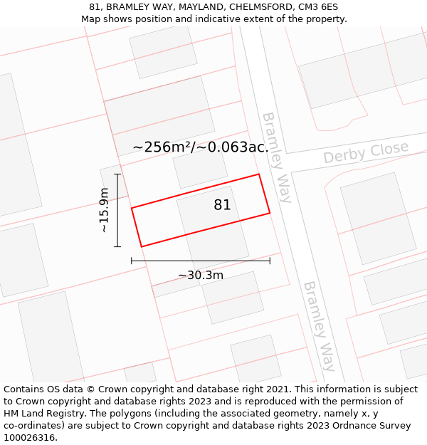 81, BRAMLEY WAY, MAYLAND, CHELMSFORD, CM3 6ES: Plot and title map