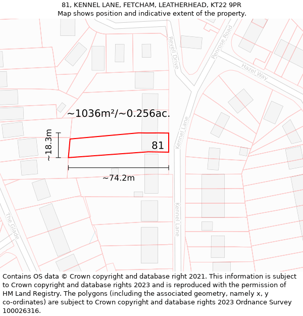 81, KENNEL LANE, FETCHAM, LEATHERHEAD, KT22 9PR: Plot and title map