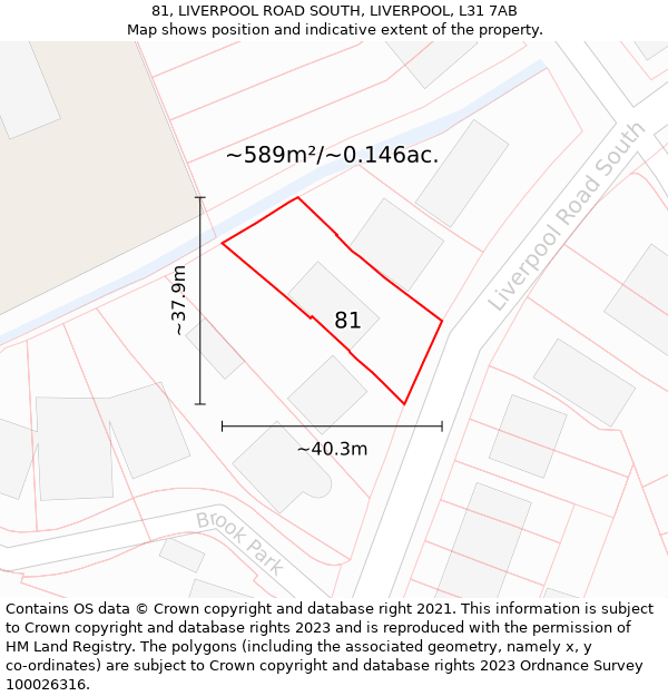 81, LIVERPOOL ROAD SOUTH, LIVERPOOL, L31 7AB: Plot and title map