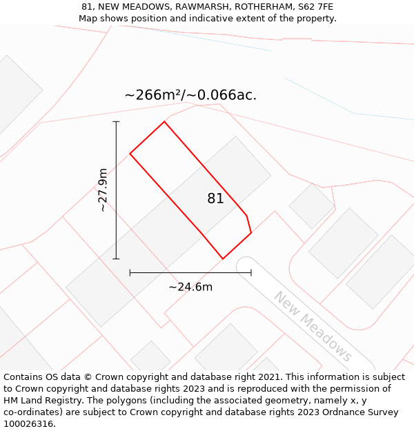 81, NEW MEADOWS, RAWMARSH, ROTHERHAM, S62 7FE: Plot and title map