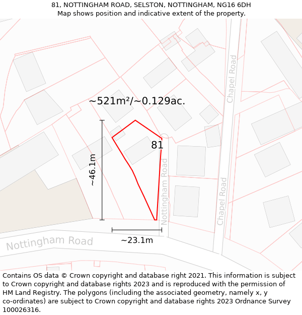 81, NOTTINGHAM ROAD, SELSTON, NOTTINGHAM, NG16 6DH: Plot and title map