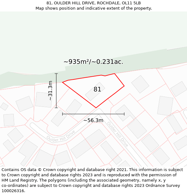 81, OULDER HILL DRIVE, ROCHDALE, OL11 5LB: Plot and title map