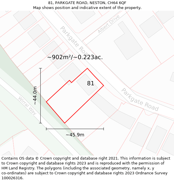 81, PARKGATE ROAD, NESTON, CH64 6QF: Plot and title map