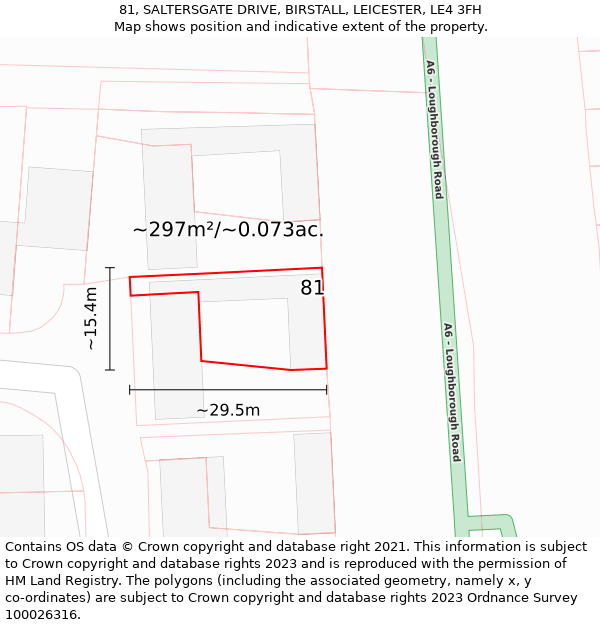 81, SALTERSGATE DRIVE, BIRSTALL, LEICESTER, LE4 3FH: Plot and title map