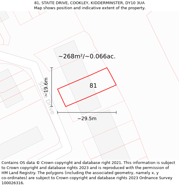 81, STAITE DRIVE, COOKLEY, KIDDERMINSTER, DY10 3UA: Plot and title map