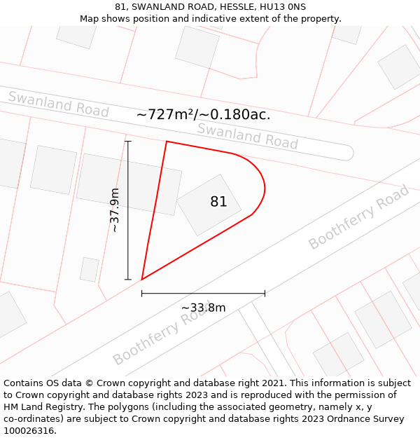 81, SWANLAND ROAD, HESSLE, HU13 0NS: Plot and title map