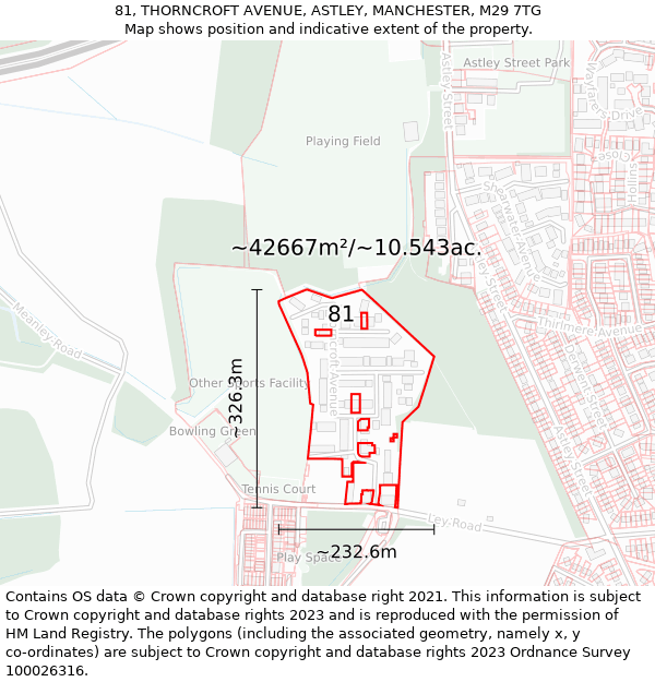 81, THORNCROFT AVENUE, ASTLEY, MANCHESTER, M29 7TG: Plot and title map