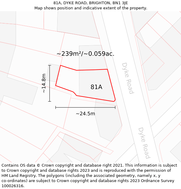 81A, DYKE ROAD, BRIGHTON, BN1 3JE: Plot and title map