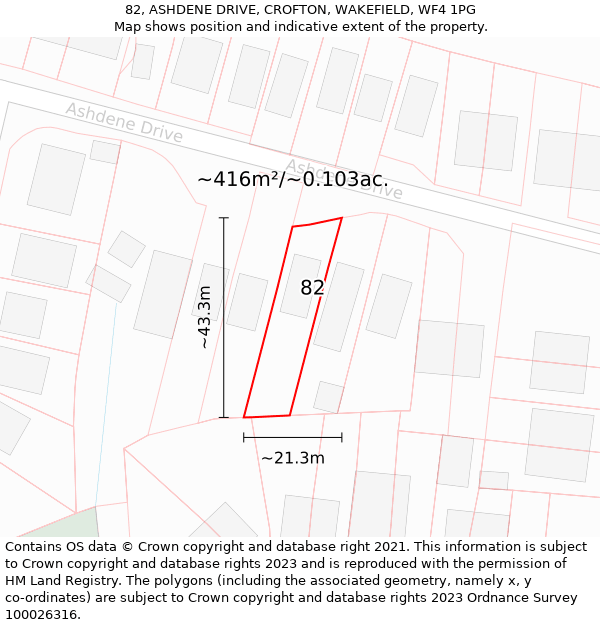 82, ASHDENE DRIVE, CROFTON, WAKEFIELD, WF4 1PG: Plot and title map