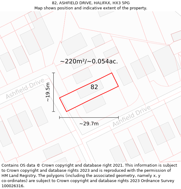 82, ASHFIELD DRIVE, HALIFAX, HX3 5PG: Plot and title map