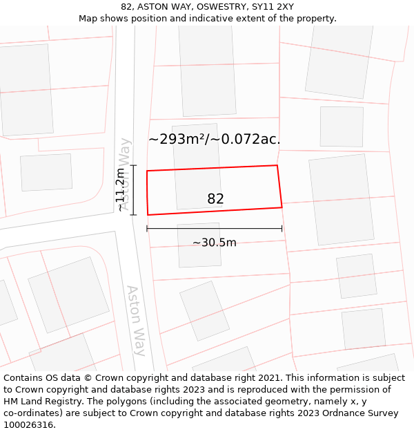 82, ASTON WAY, OSWESTRY, SY11 2XY: Plot and title map