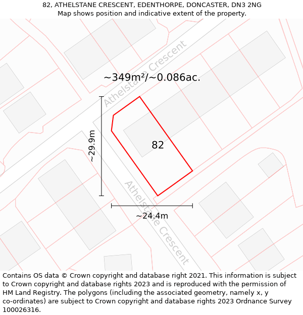 82, ATHELSTANE CRESCENT, EDENTHORPE, DONCASTER, DN3 2NG: Plot and title map