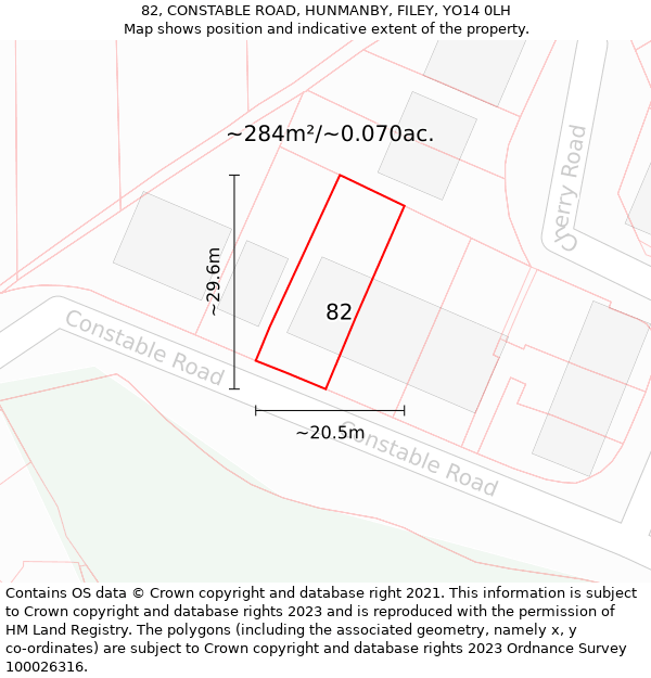 82, CONSTABLE ROAD, HUNMANBY, FILEY, YO14 0LH: Plot and title map