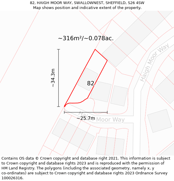 82, HAIGH MOOR WAY, SWALLOWNEST, SHEFFIELD, S26 4SW: Plot and title map