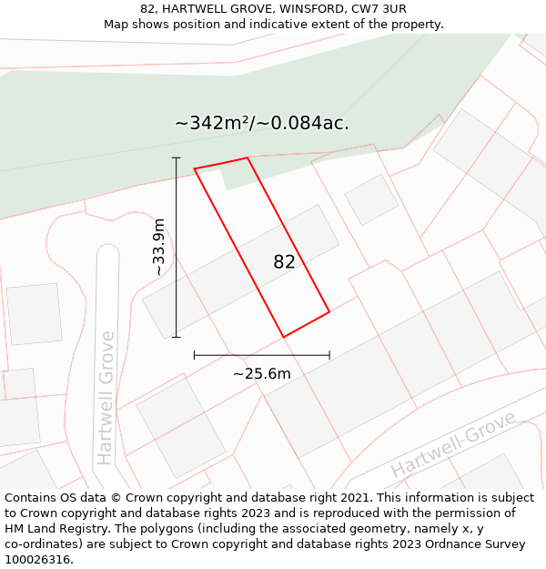 82, HARTWELL GROVE, WINSFORD, CW7 3UR: Plot and title map