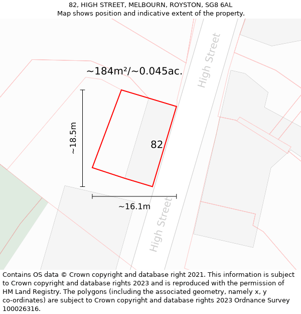 82, HIGH STREET, MELBOURN, ROYSTON, SG8 6AL: Plot and title map