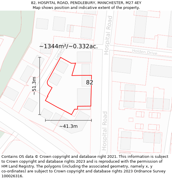 82, HOSPITAL ROAD, PENDLEBURY, MANCHESTER, M27 4EY: Plot and title map