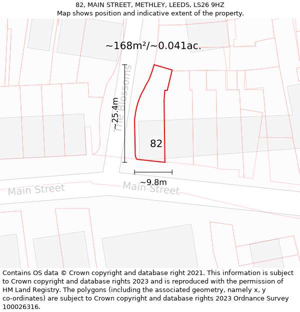 82, MAIN STREET, METHLEY, LEEDS, LS26 9HZ: Plot and title map