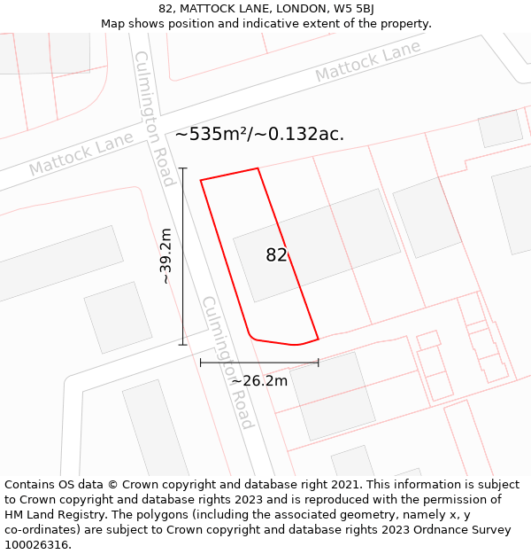 82, MATTOCK LANE, LONDON, W5 5BJ: Plot and title map