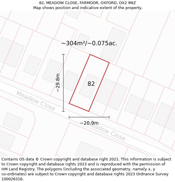 82, MEADOW CLOSE, FARMOOR, OXFORD, OX2 9NZ: Plot and title map